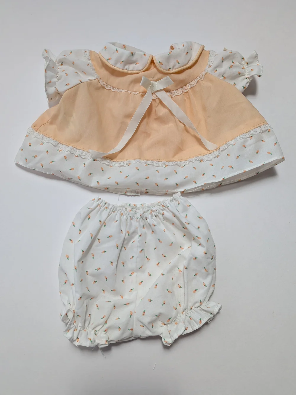 Vtg Cabbage Patch Kids Doll Clothes PreemieDress&Bloomers 8A(P) PeachRosebud CPK